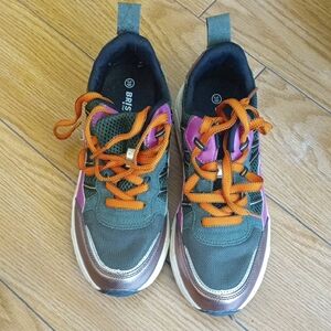 Men's Athletic Shoes - Green, Purple, and Orange